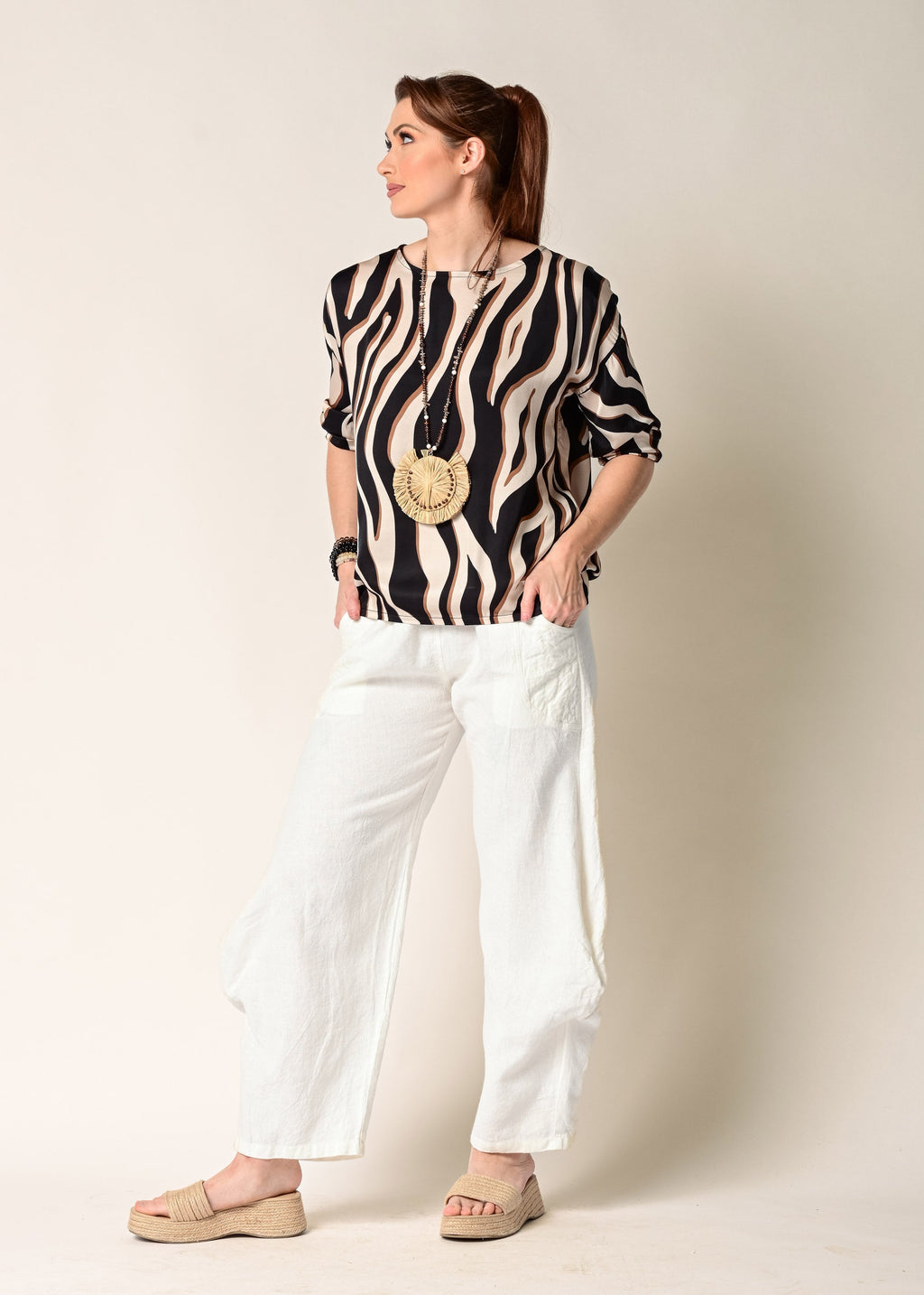 Shyla Linen Pant in Cream