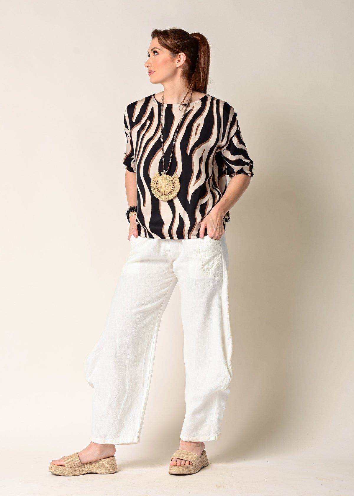 Shyla Linen Pant in Cream