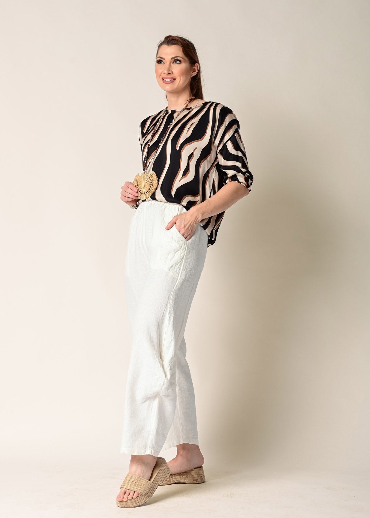 Shyla Linen Pant in Cream