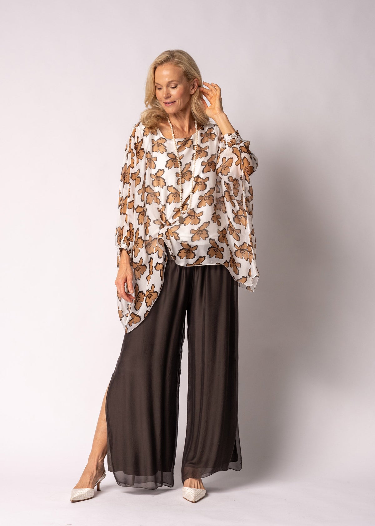 Saphira Silk Top in Sahara Sand