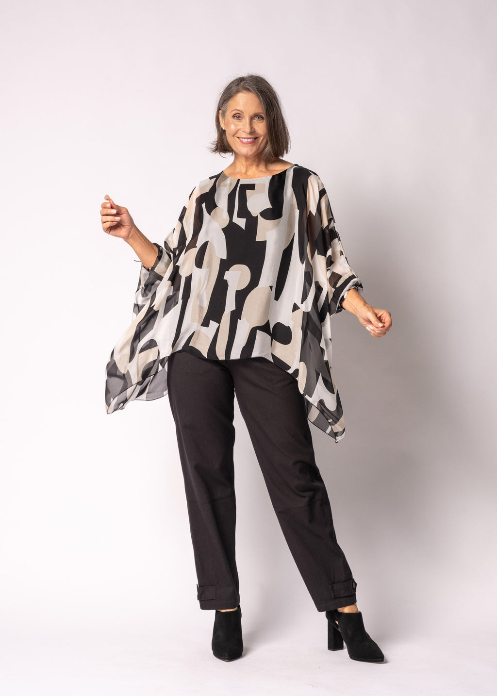 Saphira Silk Top in Onyx