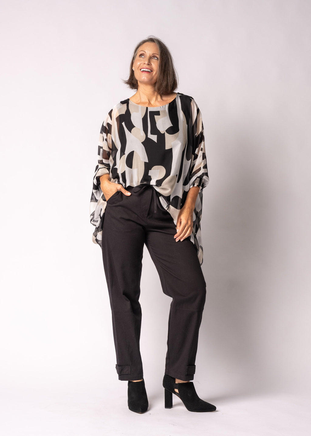 Saphira Silk Top in Onyx