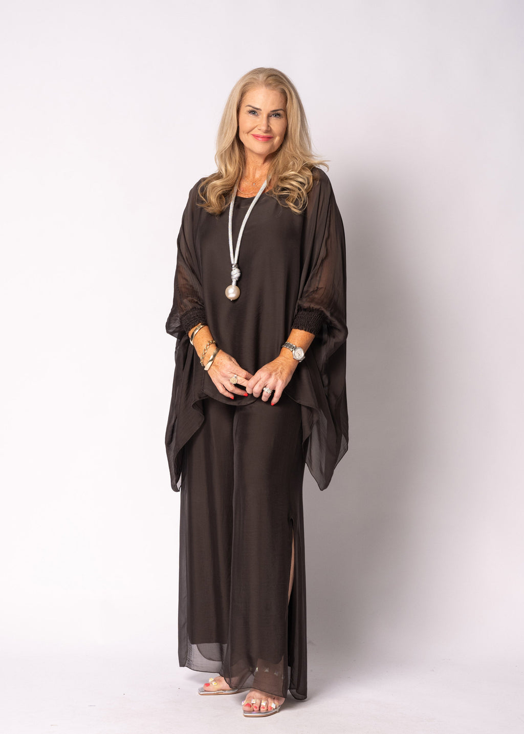 Gia Silk Pants in Chocolate Truffle