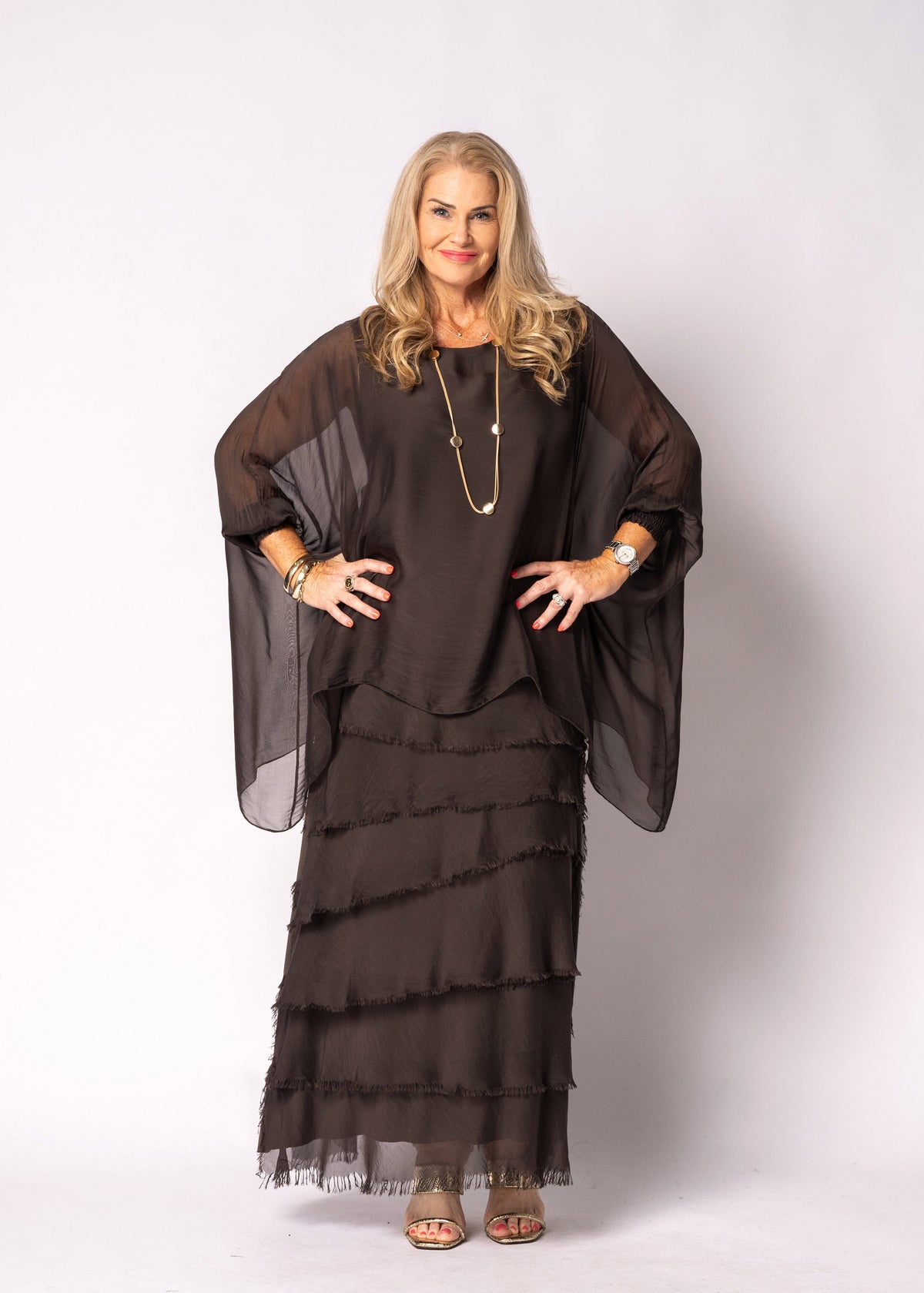 Fifi Silk Skirt in Chocolate Truffle