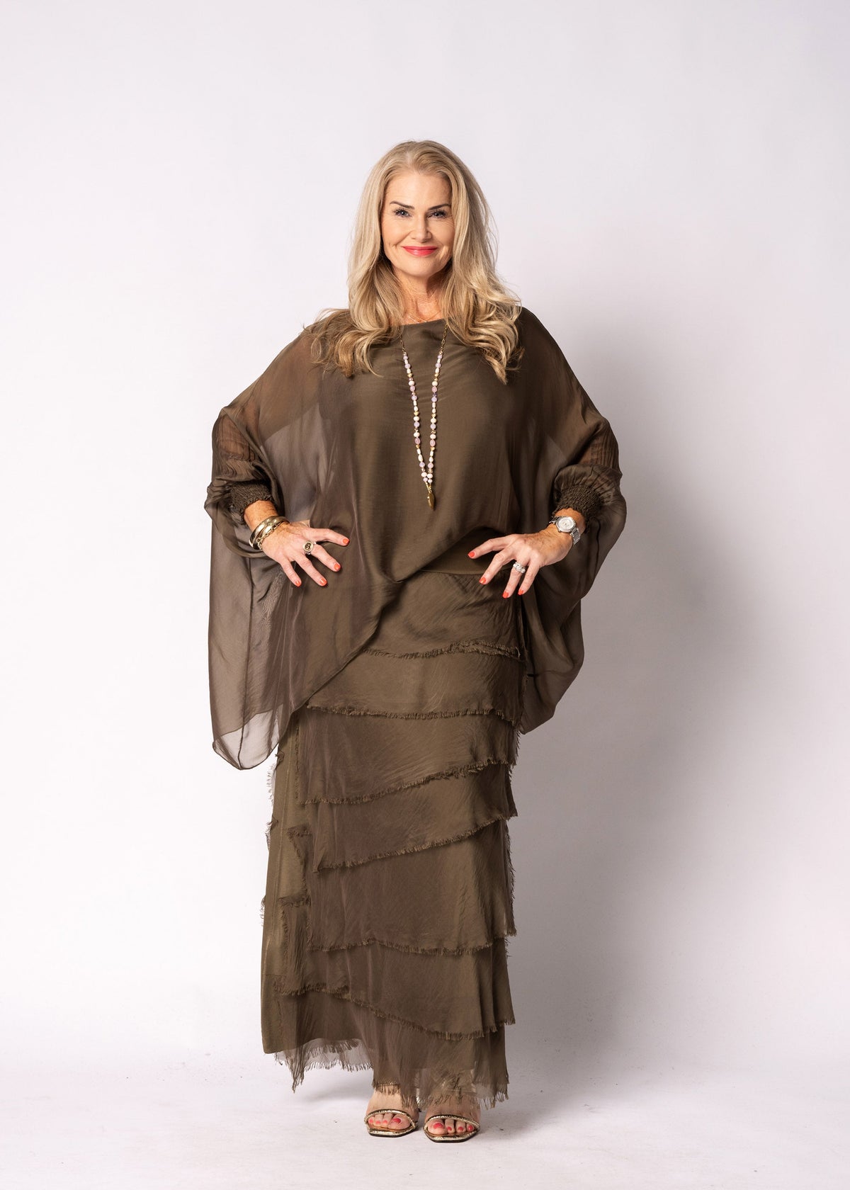 Fifi Silk Skirt in Moss Green