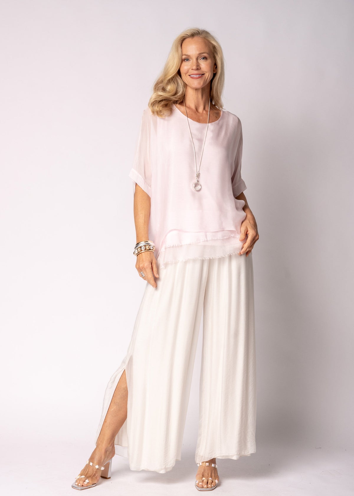 Gia Silk Pants in Latte