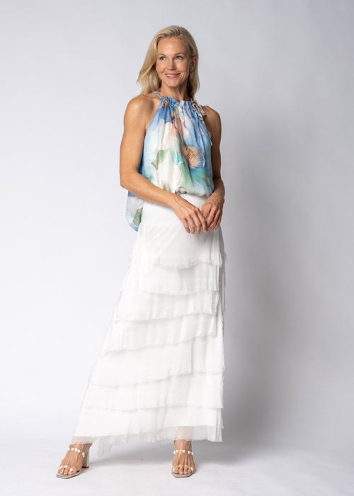 Aderra Silk Top in Jeans Blue