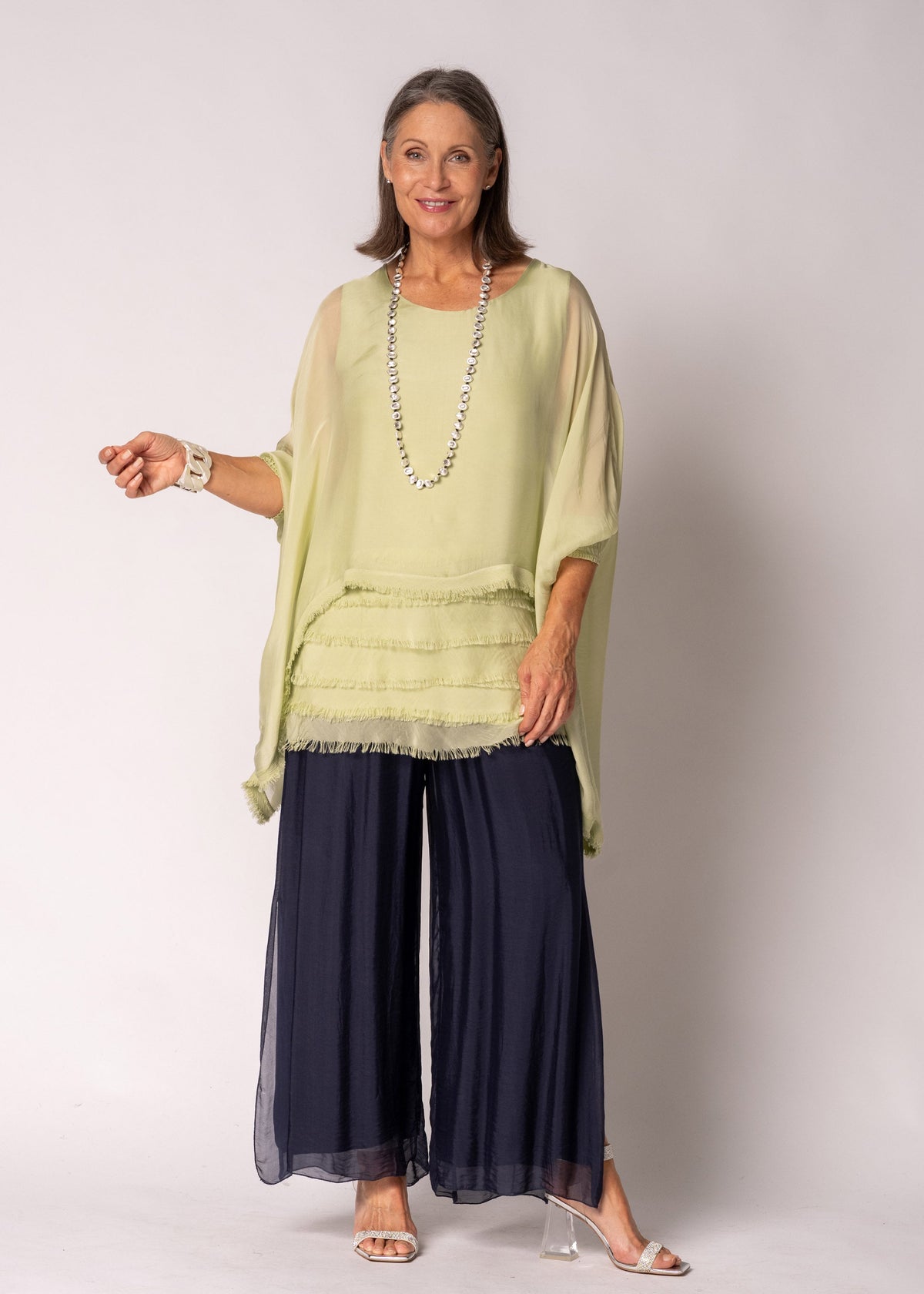 Amulet Silk Top in Lily Green