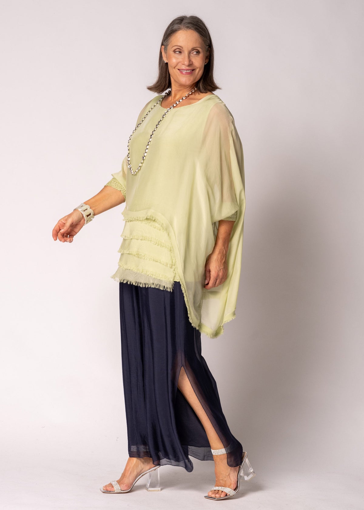 Amulet Silk Top in Lily Green