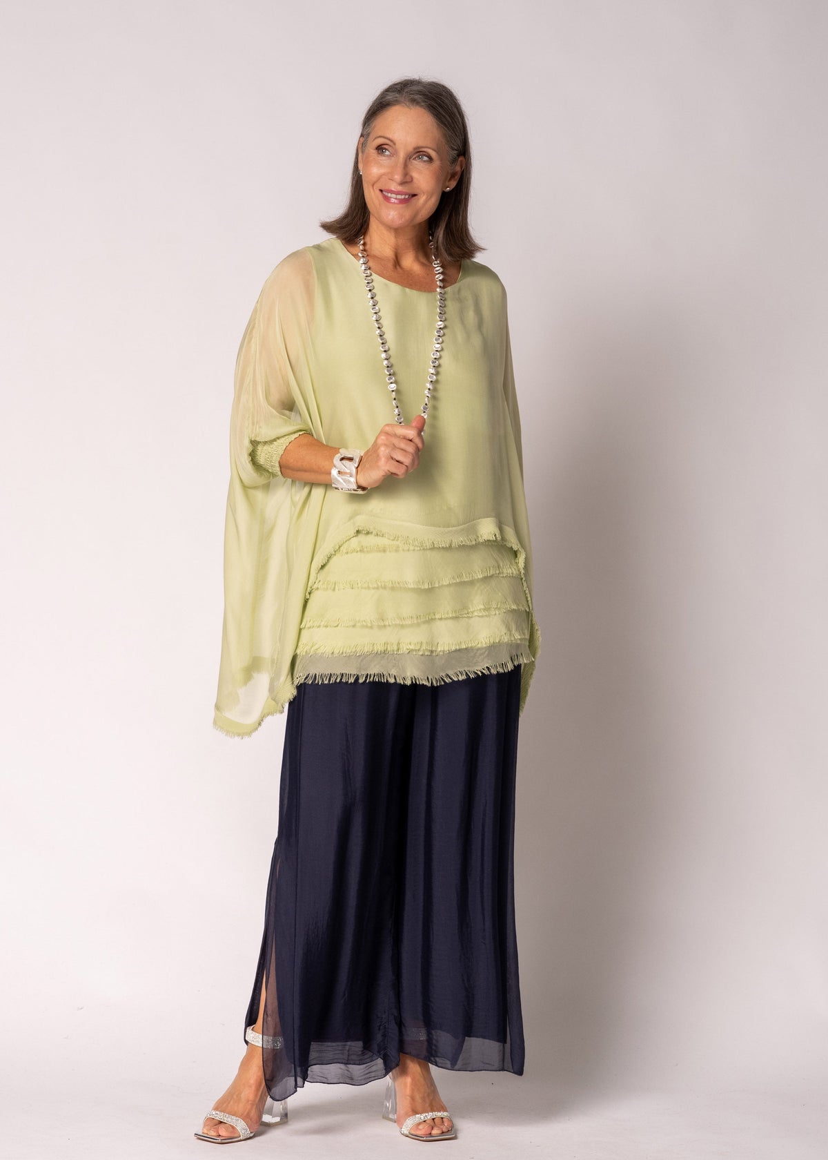 Amulet Silk Top in Lily Green