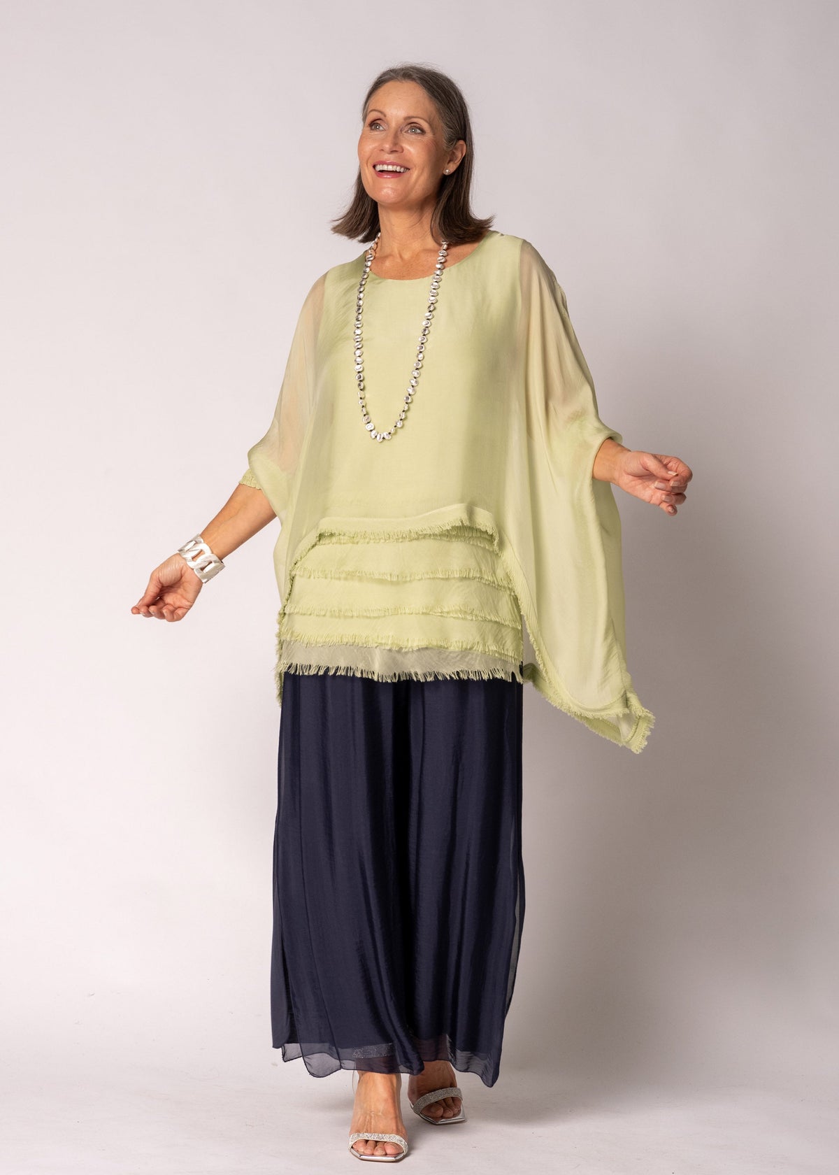 Amulet Silk Top in Lily Green