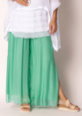 Gia Silk Pants in Capri Green