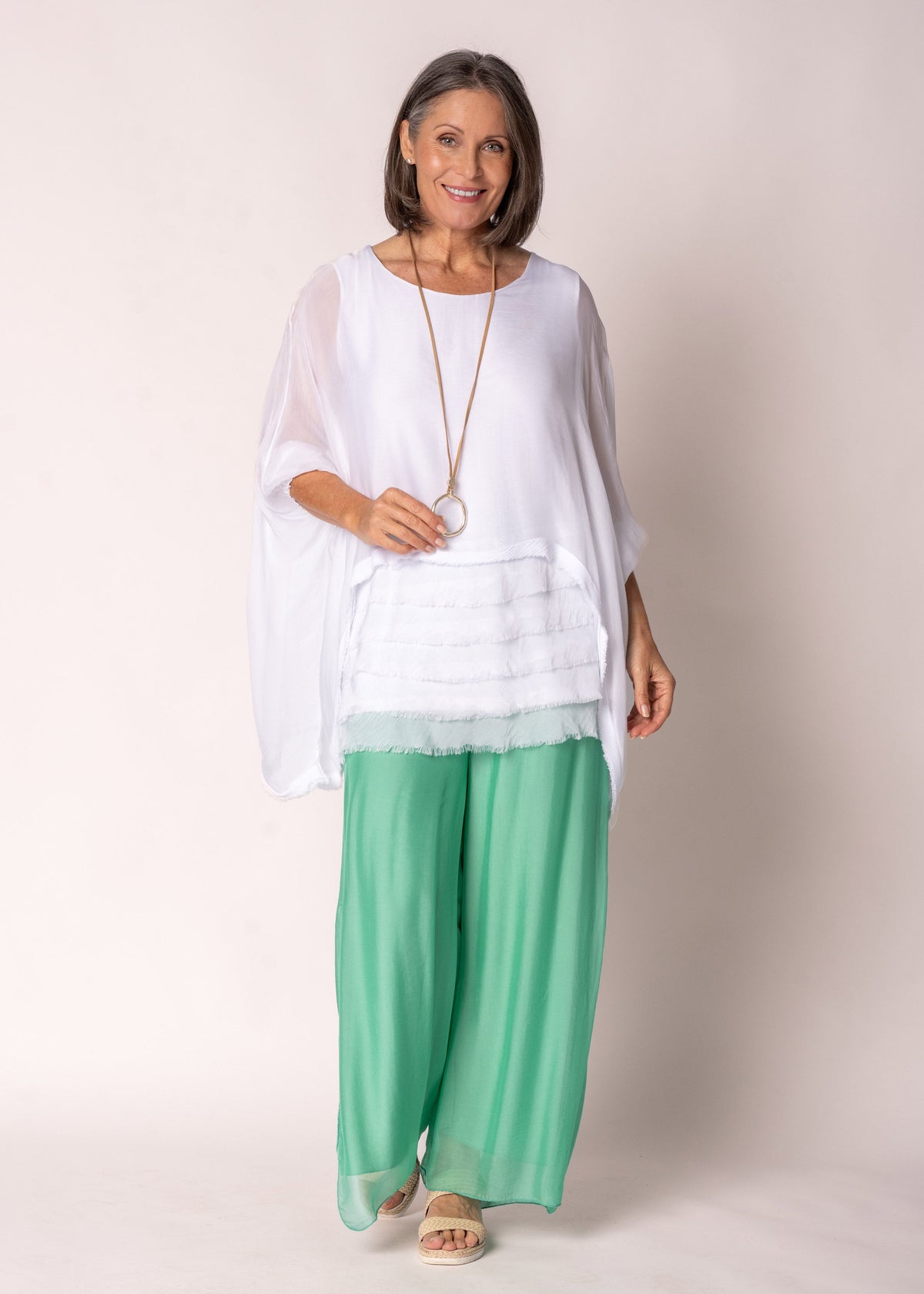 Amulet Silk Top in White