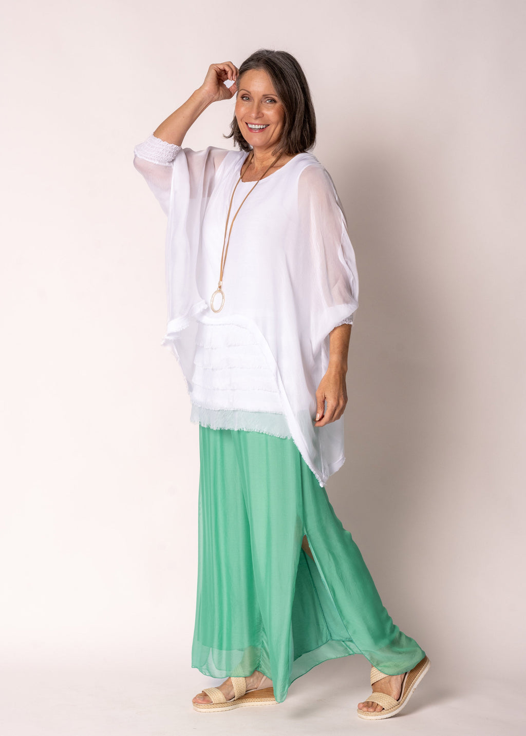 Amulet Silk Top in White