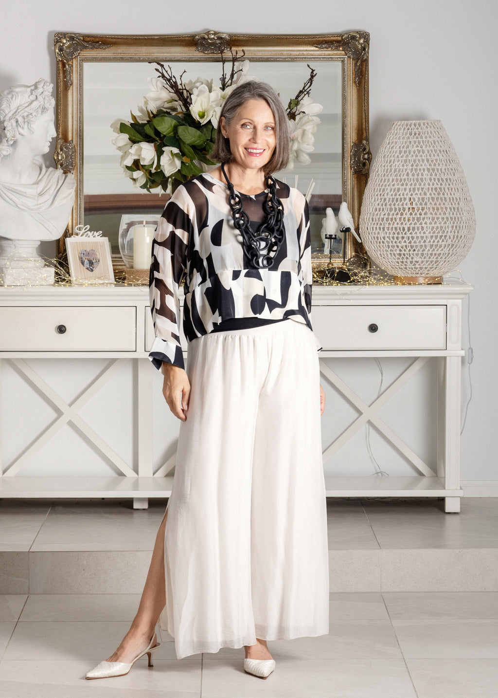 Gia Silk Pants in Latte
