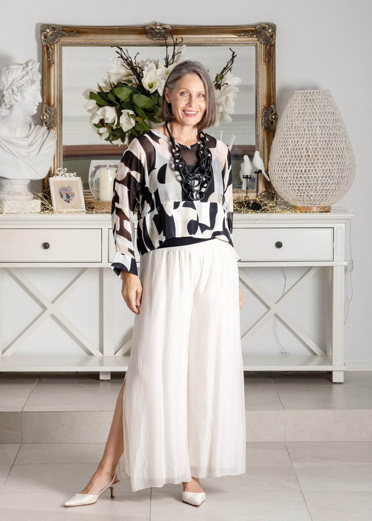 Gia Silk Pants in Latte
