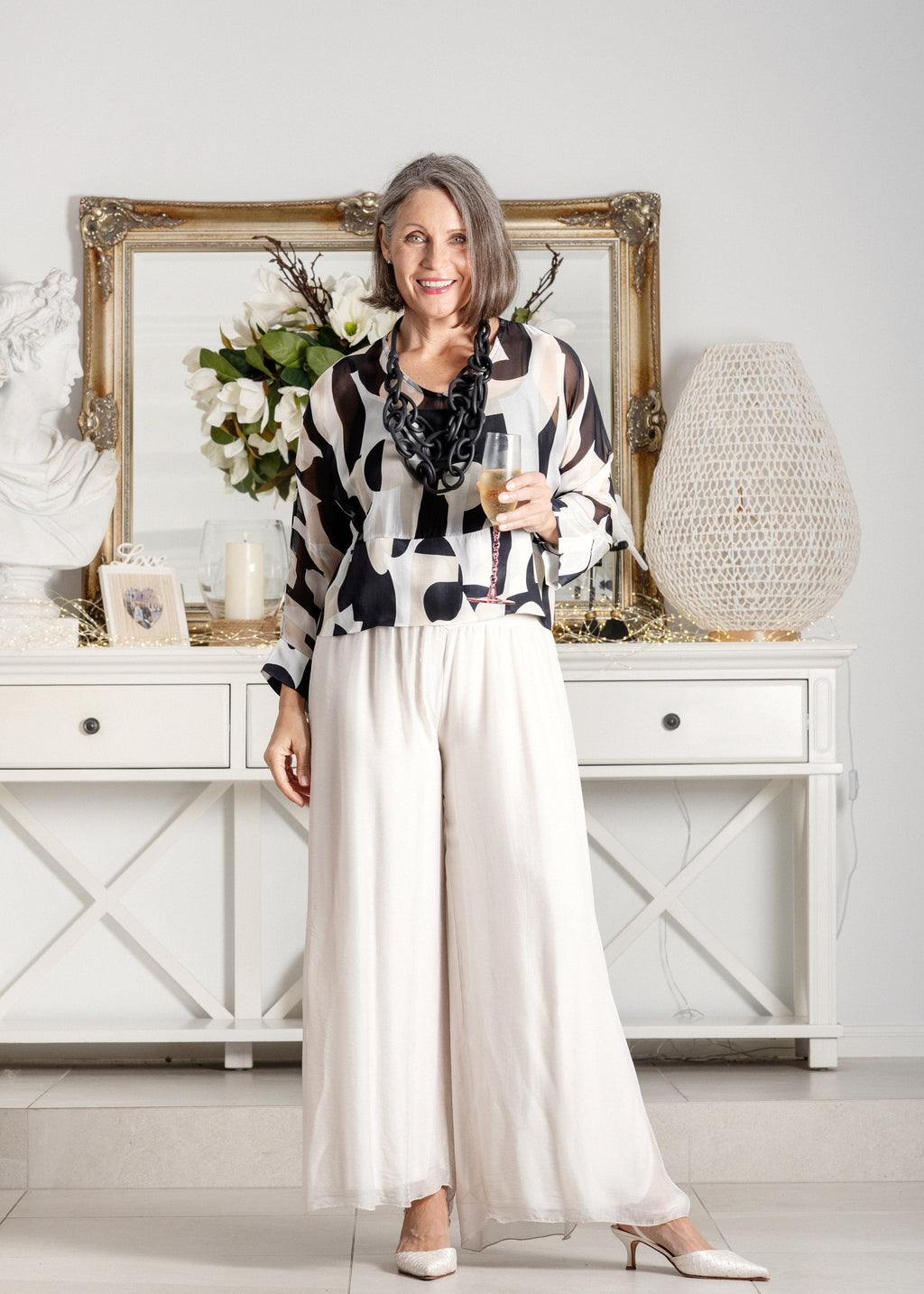 Gia Silk Pants in Latte