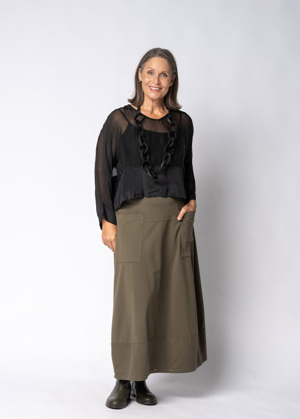 Evora Silk Top in Onyx