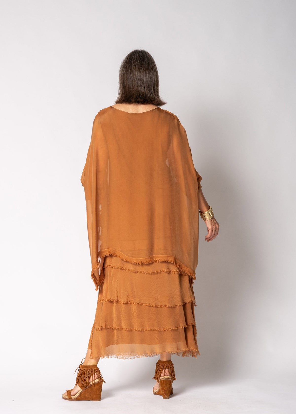 Netty Silk Dress in Burnt Toffee