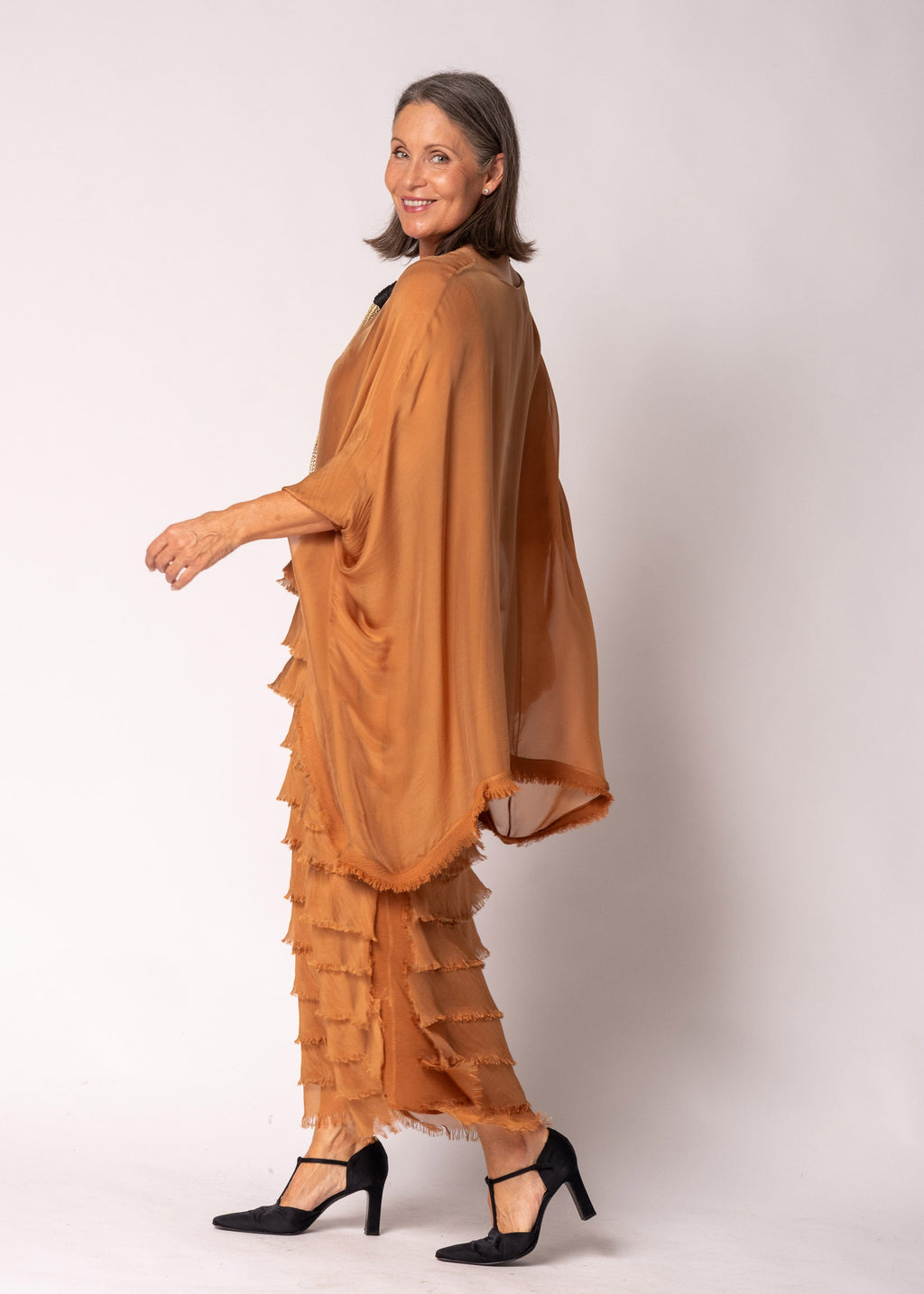 Netty Silk Dress in Burnt Toffee