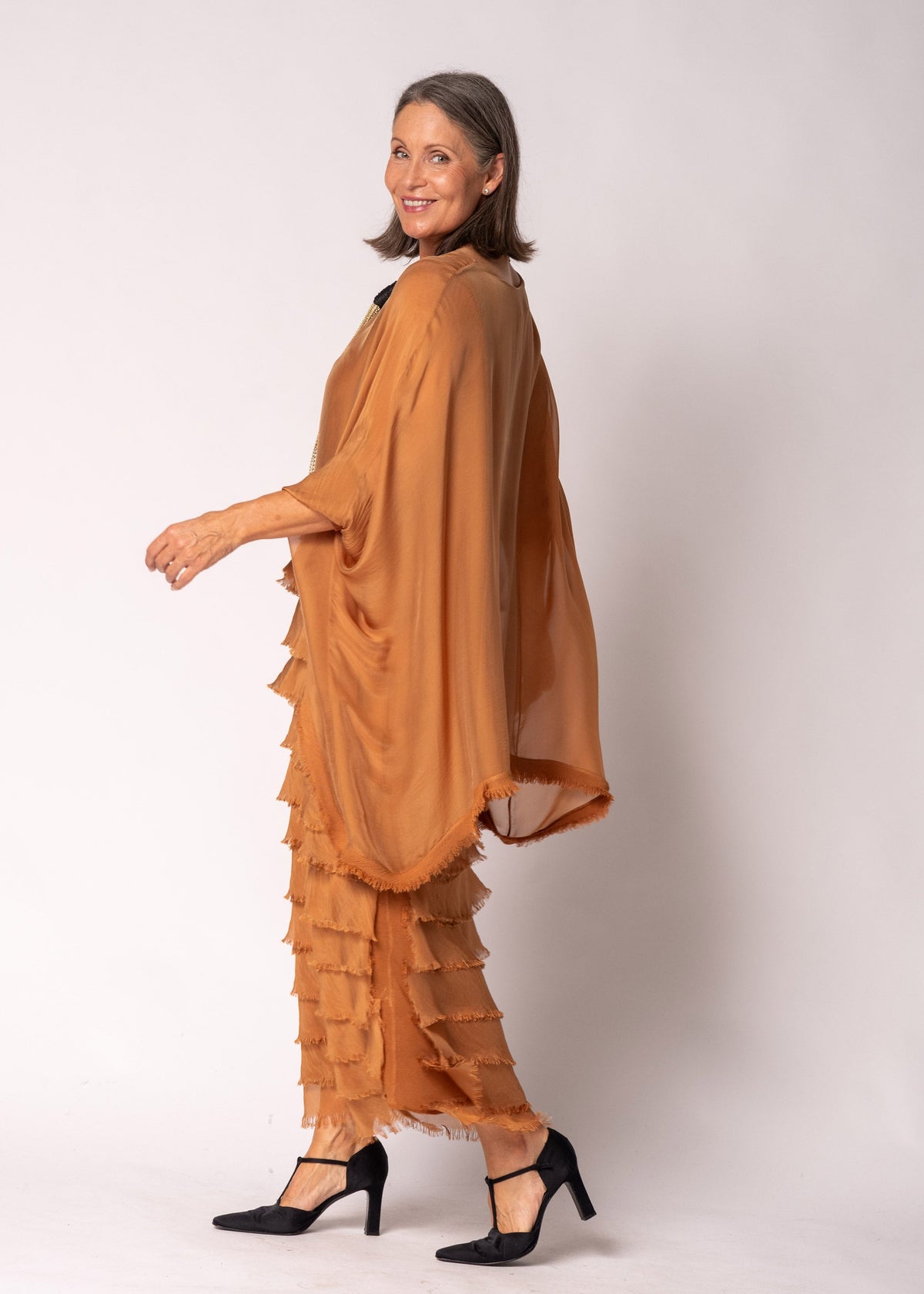 Netty Silk Dress in Burnt Toffee