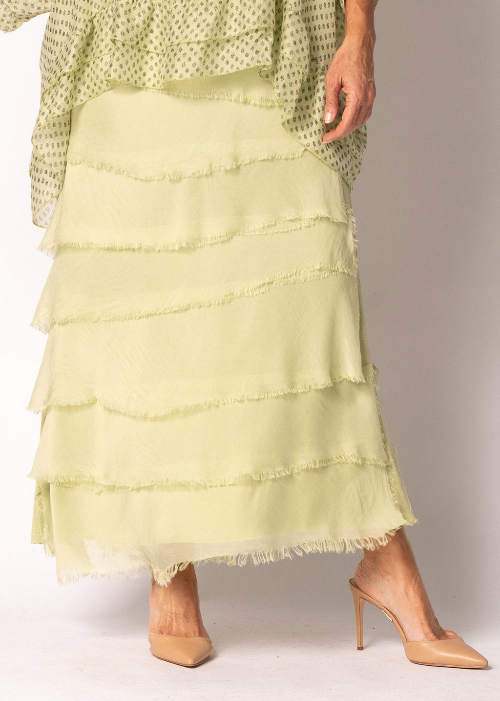 Fifi Silk Skirt in Lily Green