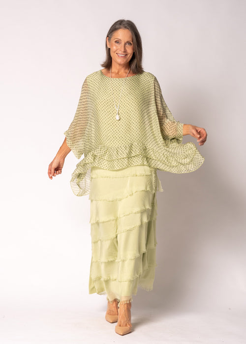 Amelina Silk Top in Lily Green