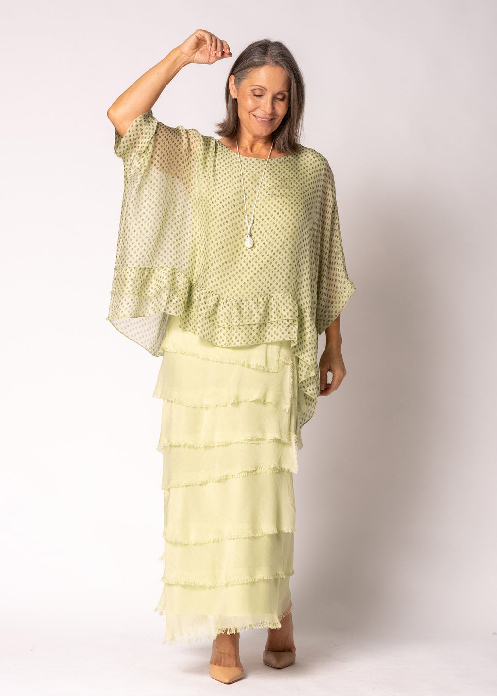 Fifi Silk Skirt in Lily Green
