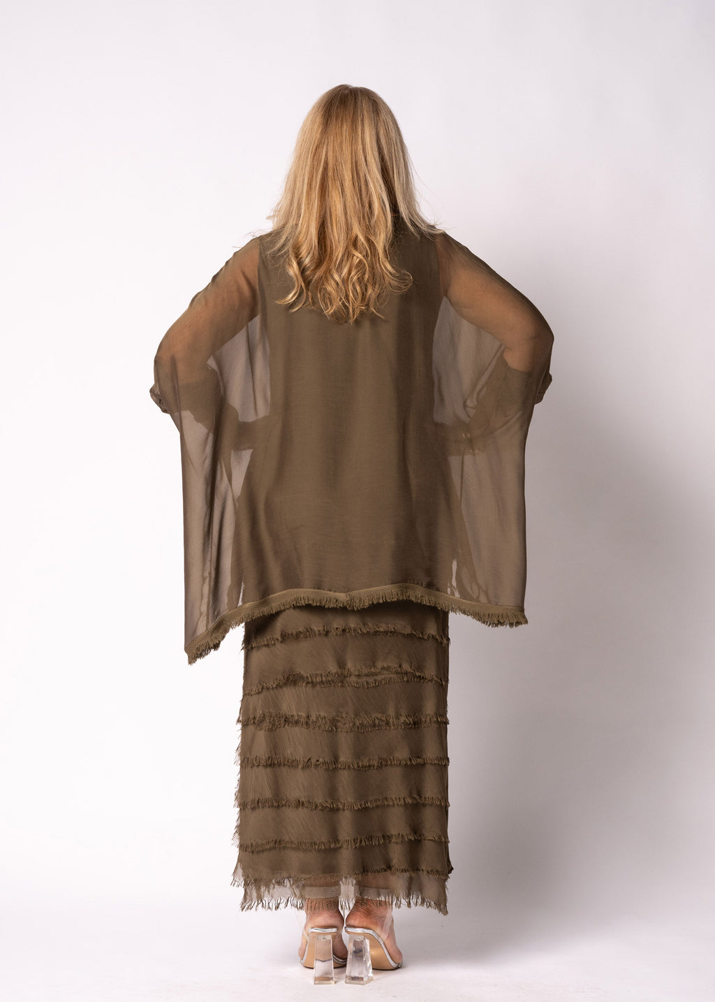 Netty Silk Dress in Moss Green