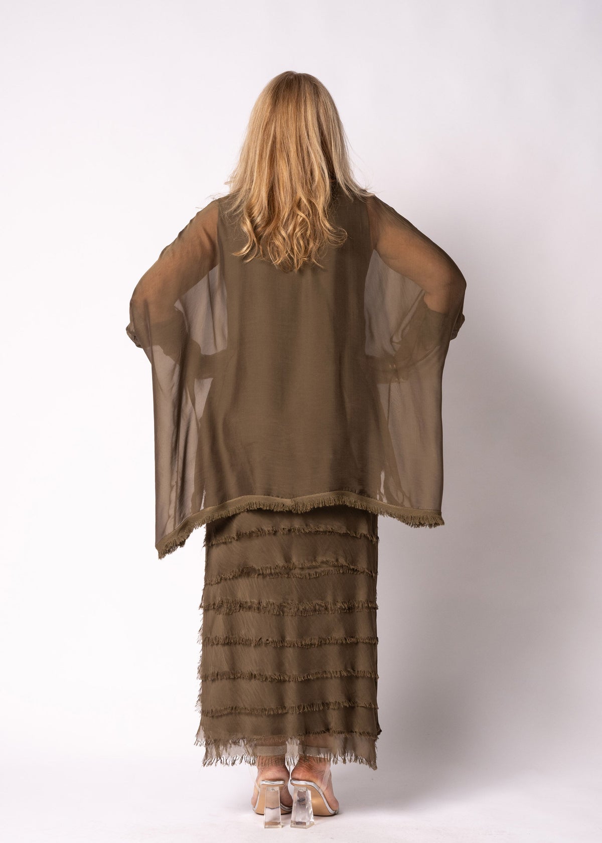 Netty Silk Dress in Moss Green