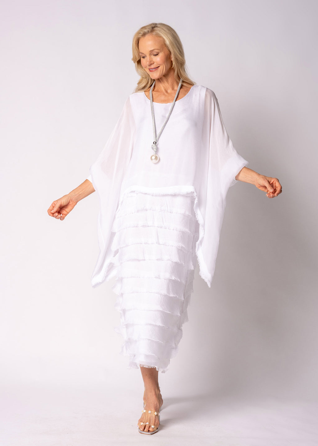 Netty Silk Dress in White
