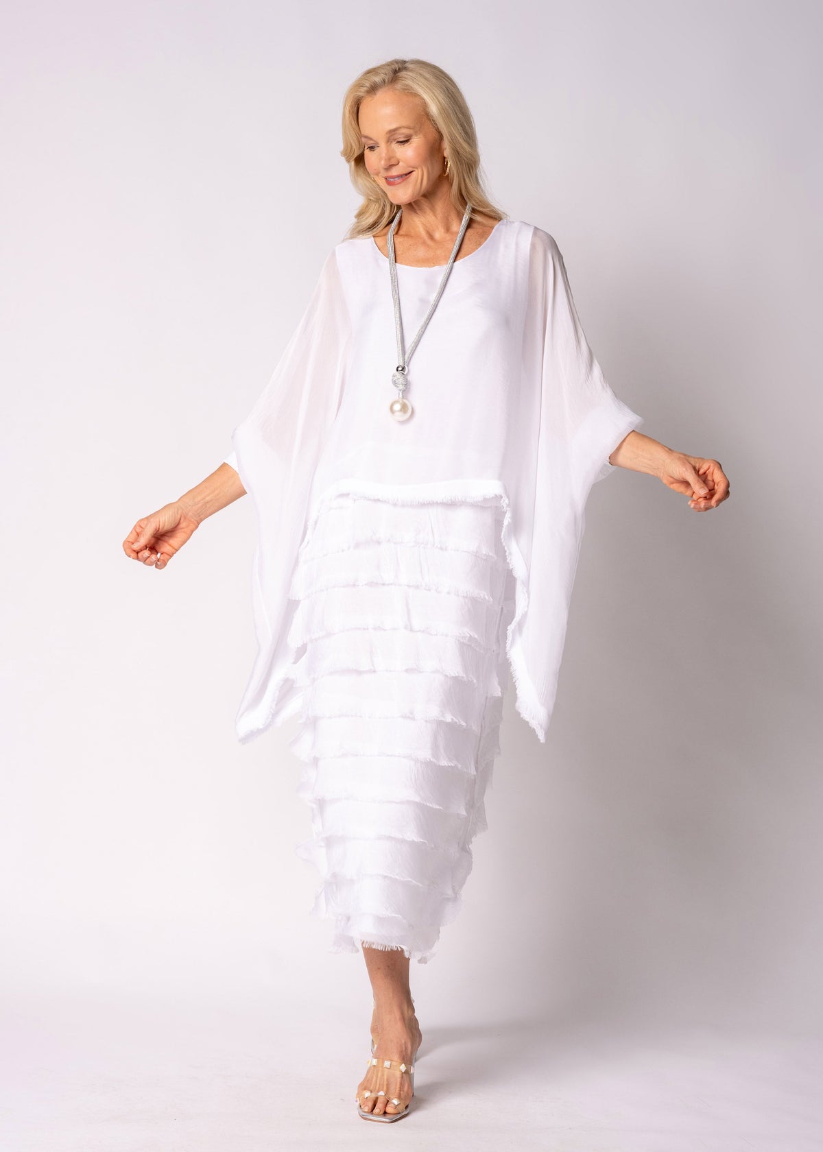 Netty Silk Dress in White