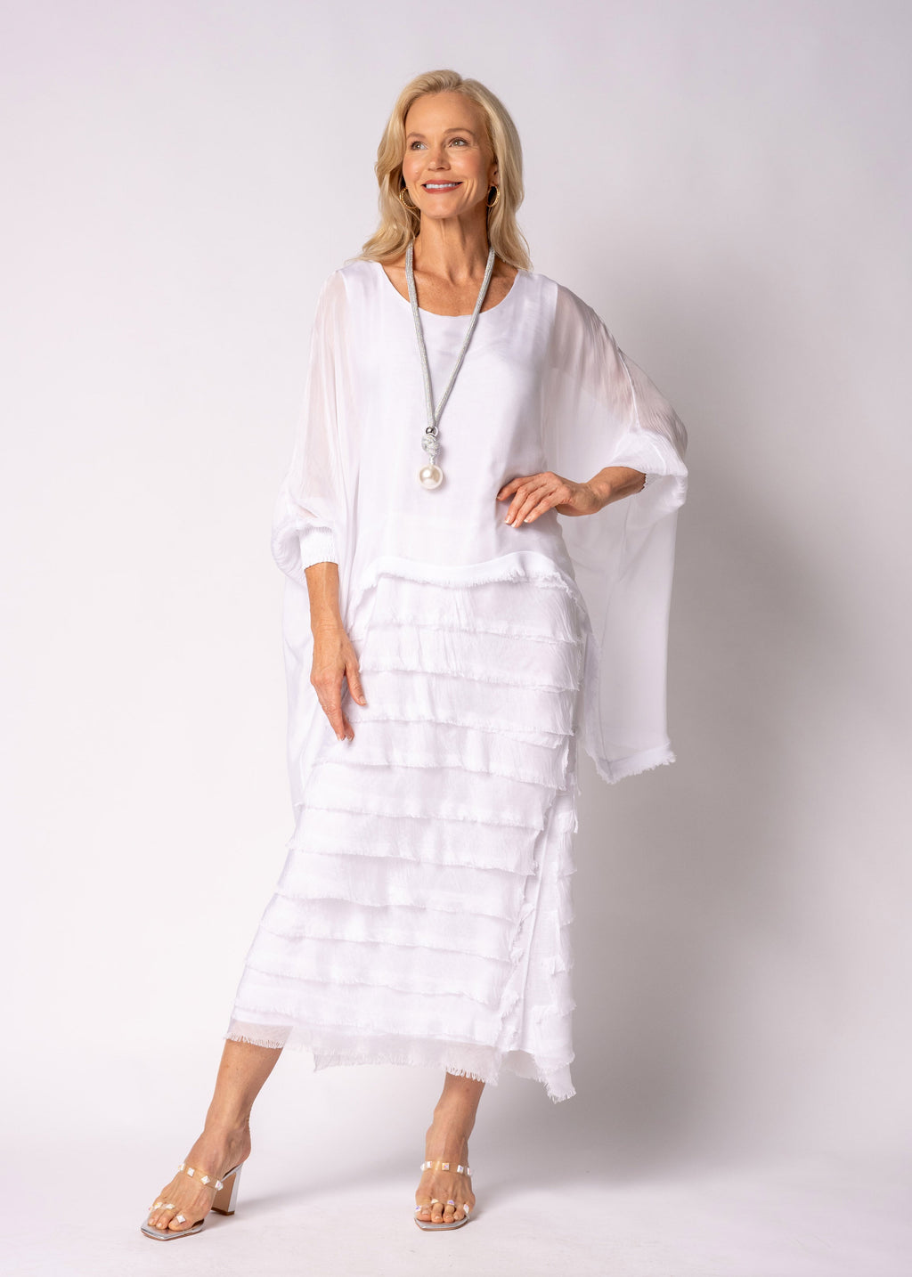 Netty Silk Dress in White