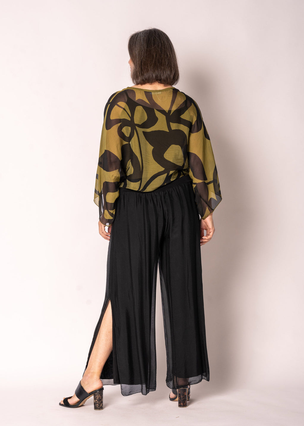 Amery Silk Top in Green Olive