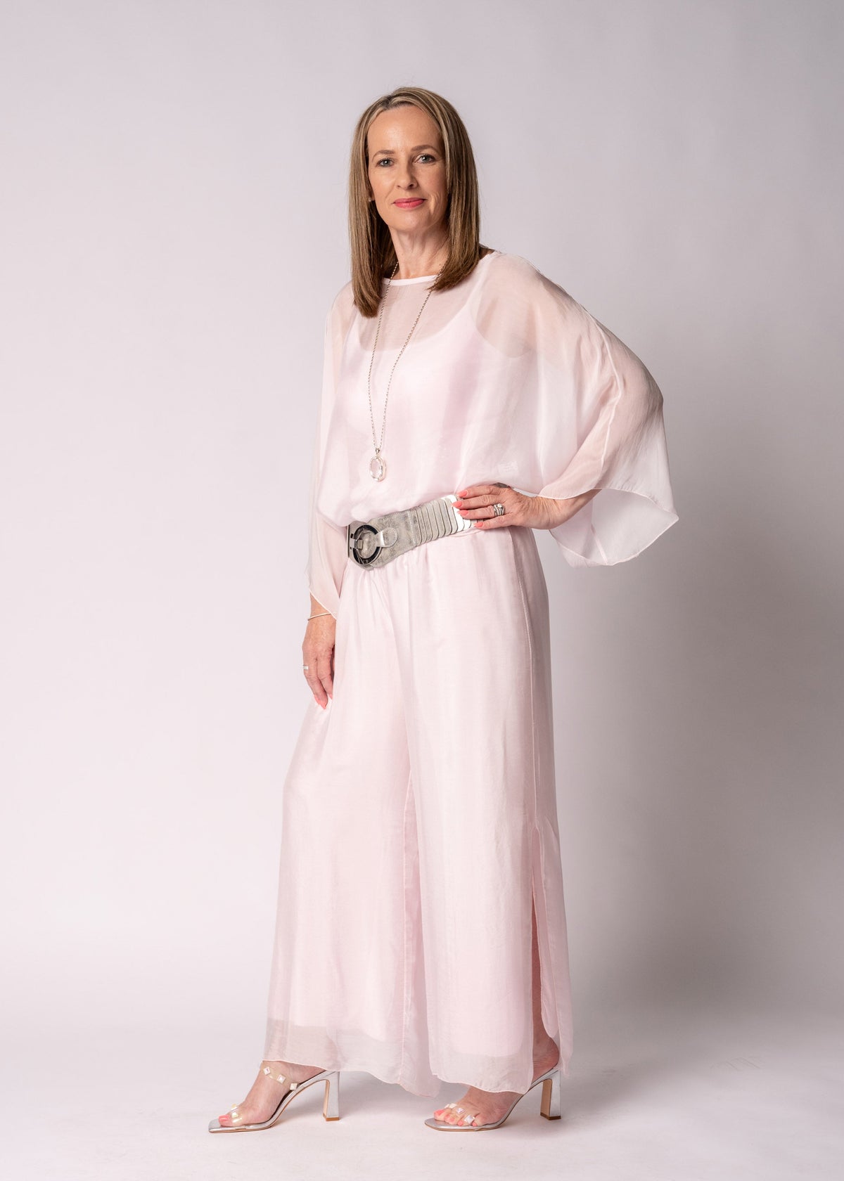 Gia Silk Pants in Modena Pink