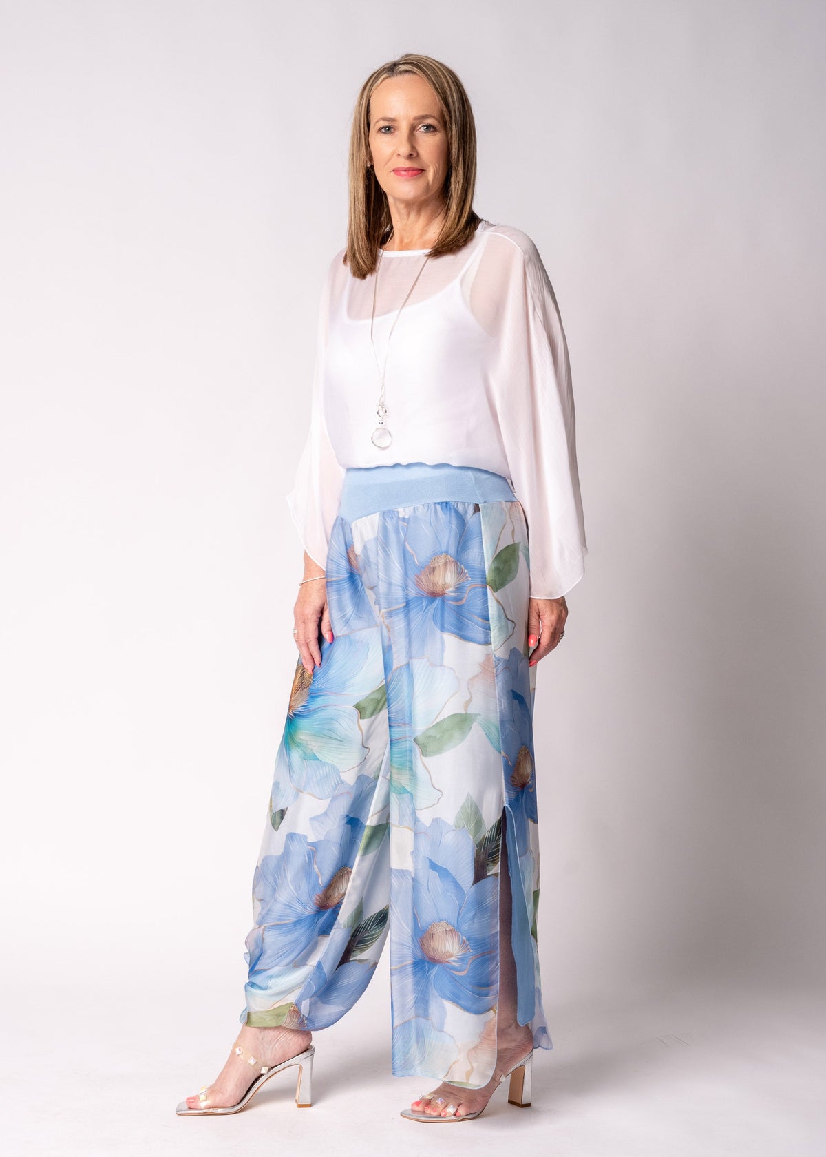 Honor Silk Pants in Jeans Blue