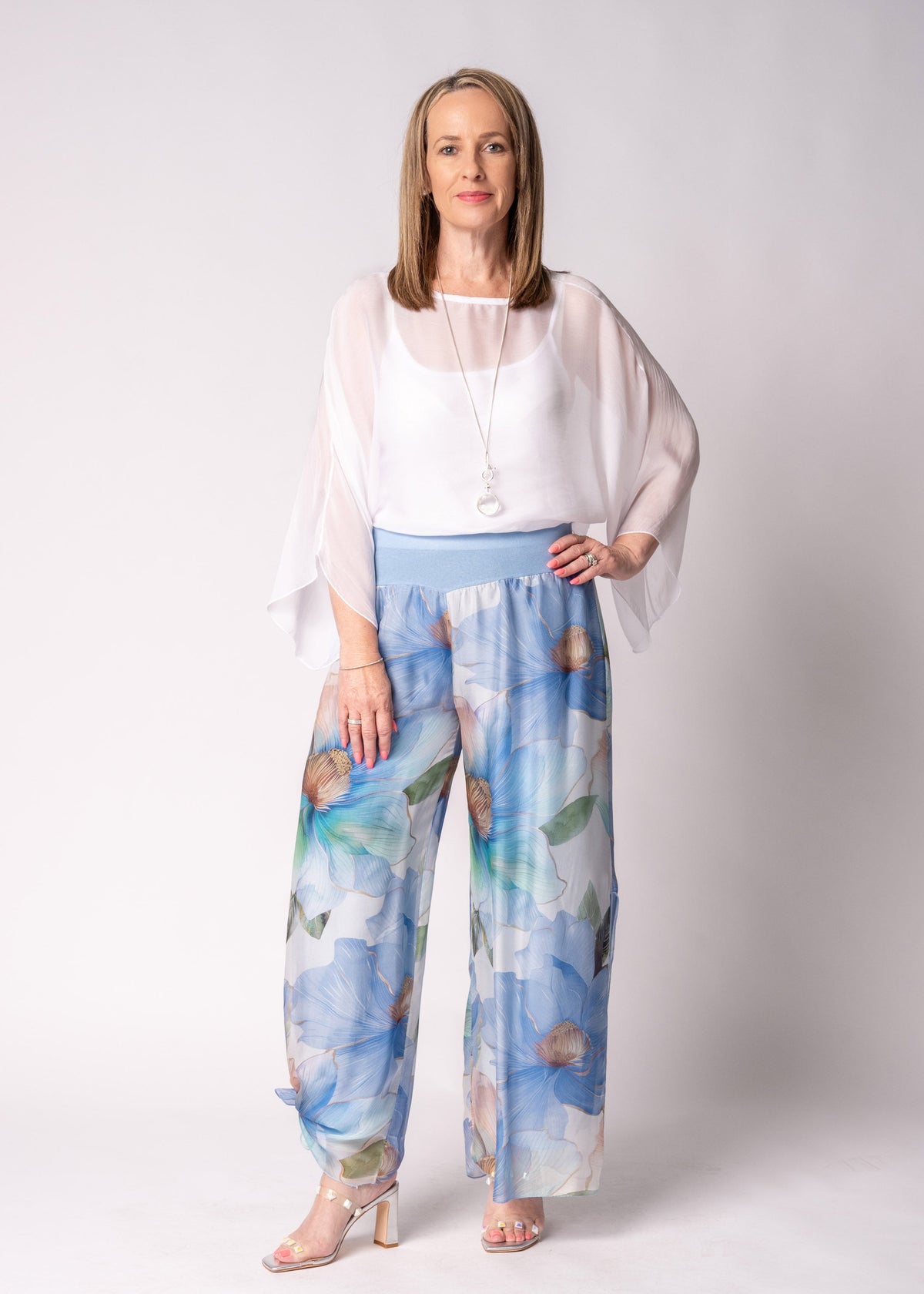 Honor Silk Pants in Jeans Blue