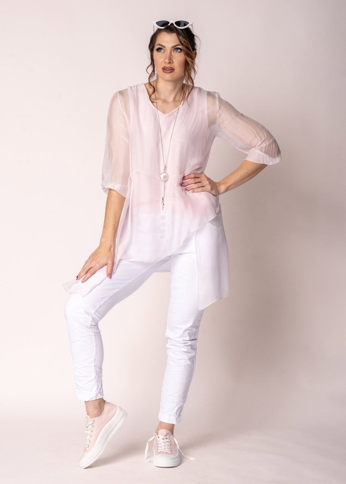 Floren Silk Top in Modena Pink