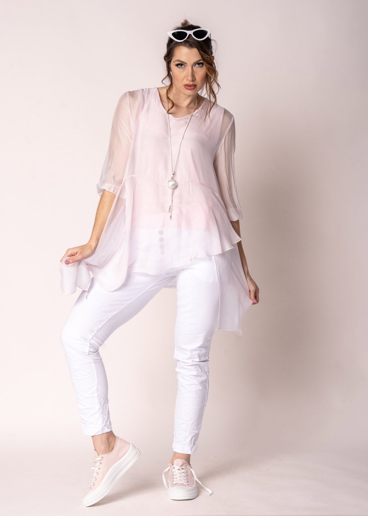Floren Silk Top in Modena Pink