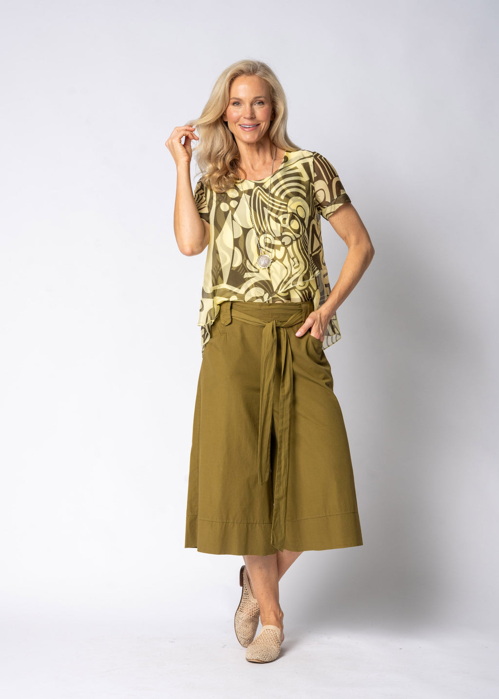 Marenelle Silk Top in Lucca Lemon