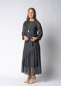 Nerissa Silk Dress in Granite