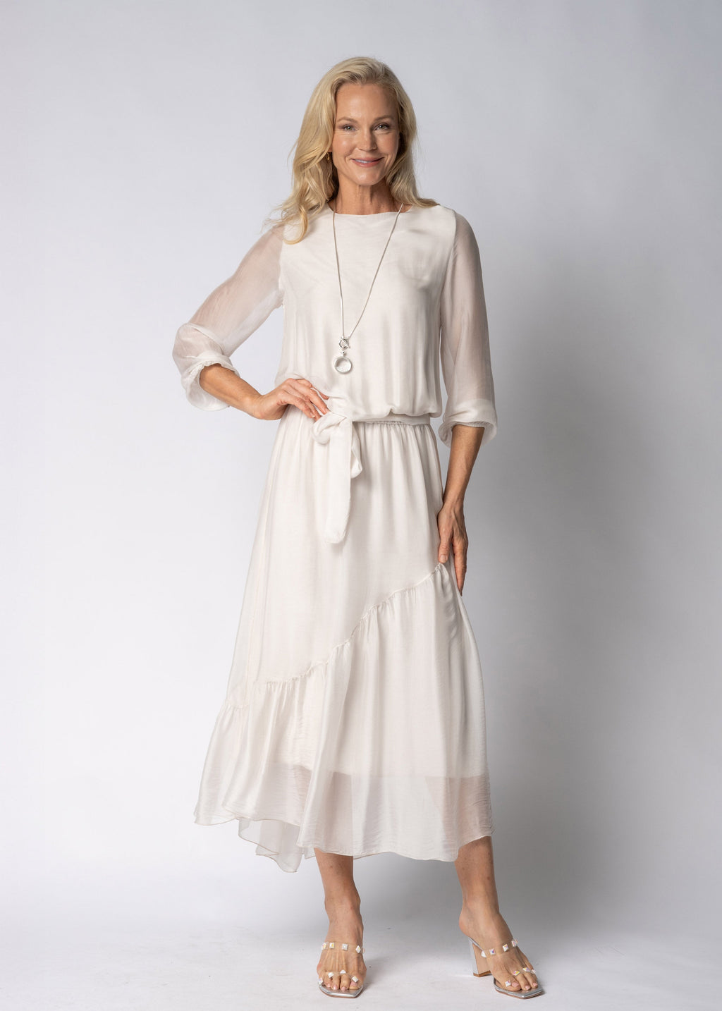 Nerissa Silk Dress in Latte