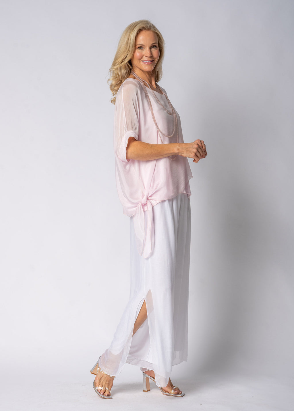 Gia Silk Pants in White