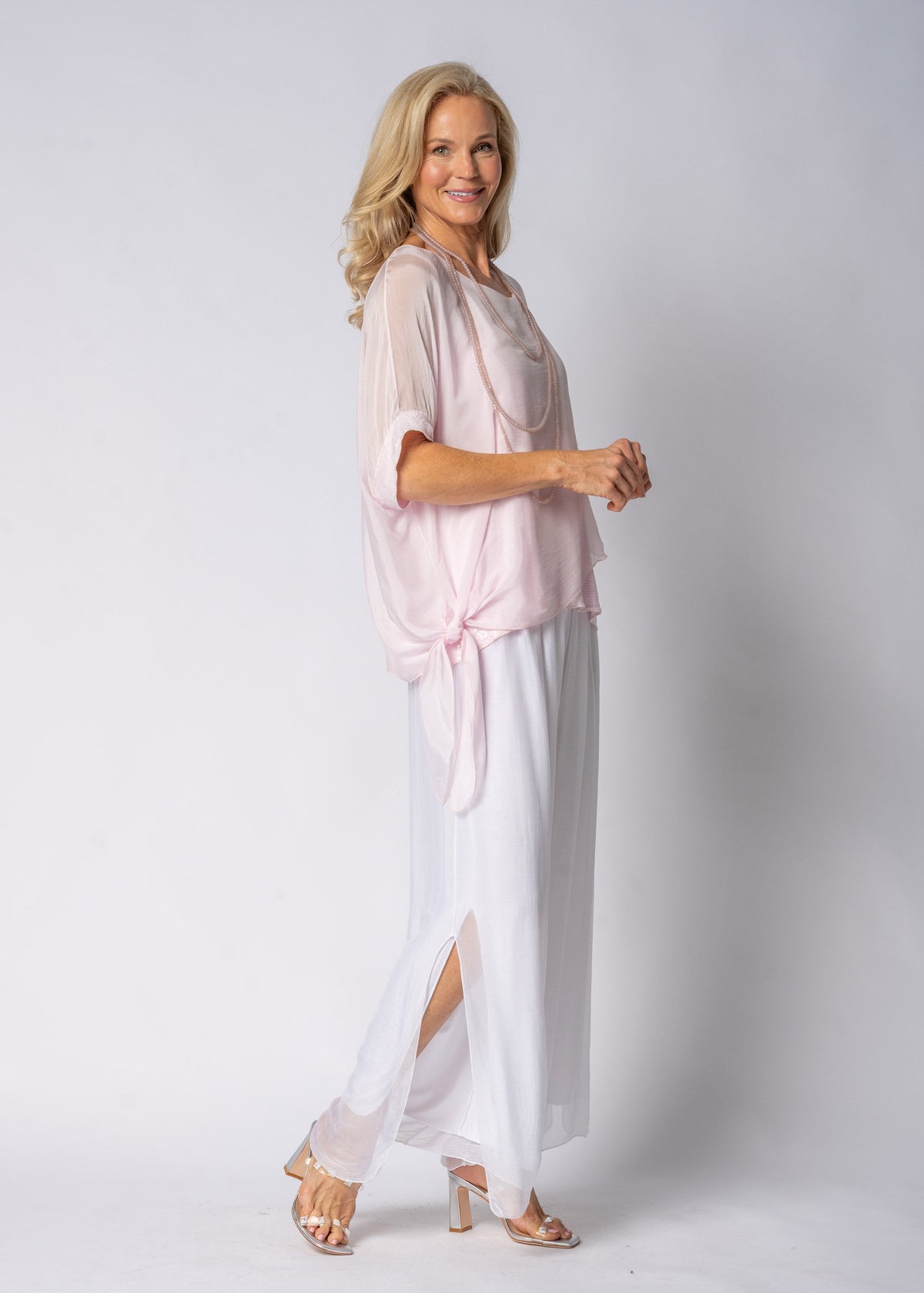 Gia Silk Pants in White