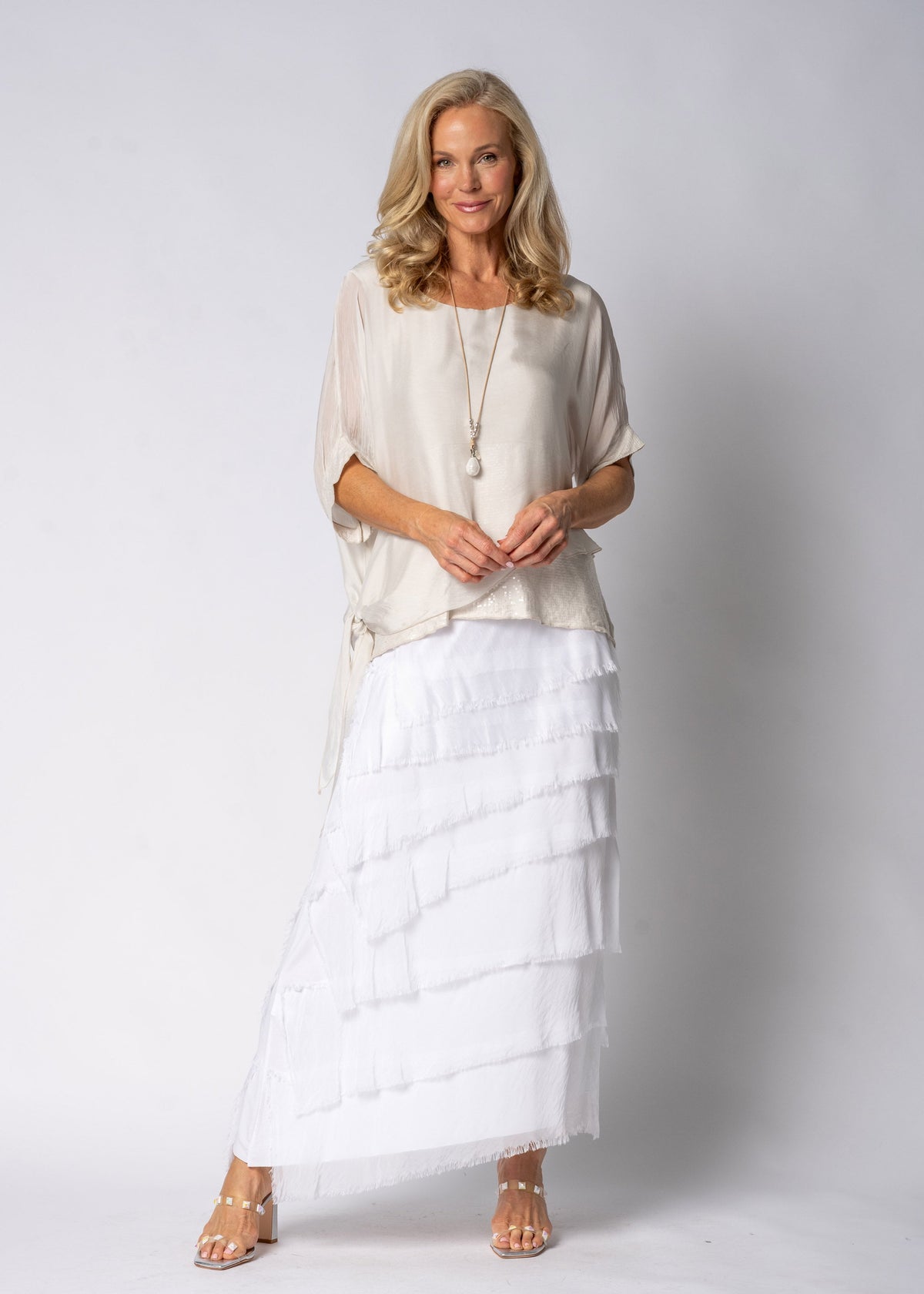Danika Silk Top in Latte