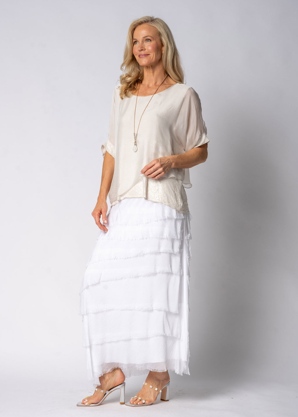 Fifi Silk Skirt in White