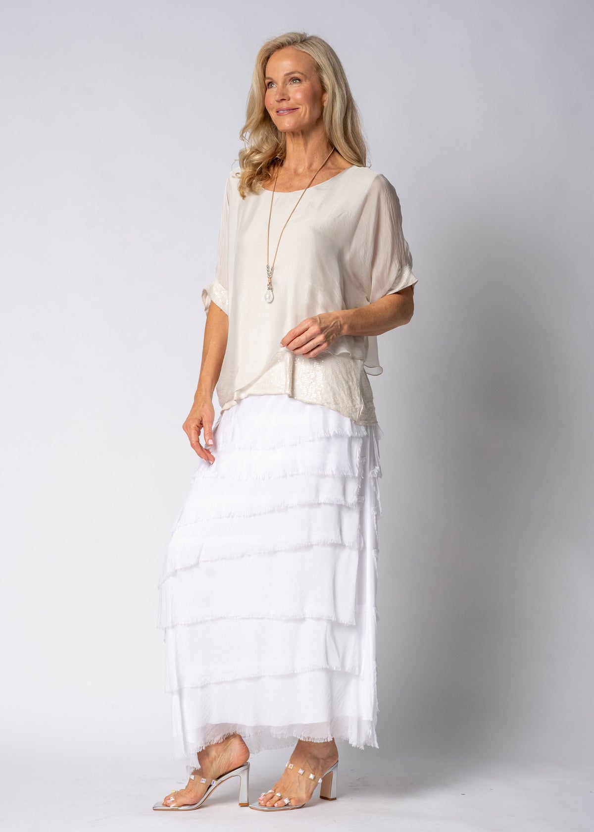 Fifi Silk Skirt in White