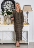 Odette Silk Dress in Moss Green