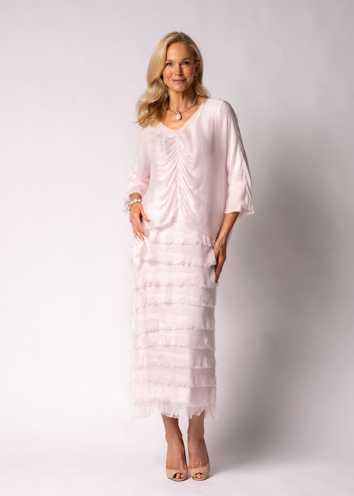 Odette Silk Dress in Modena Pink
