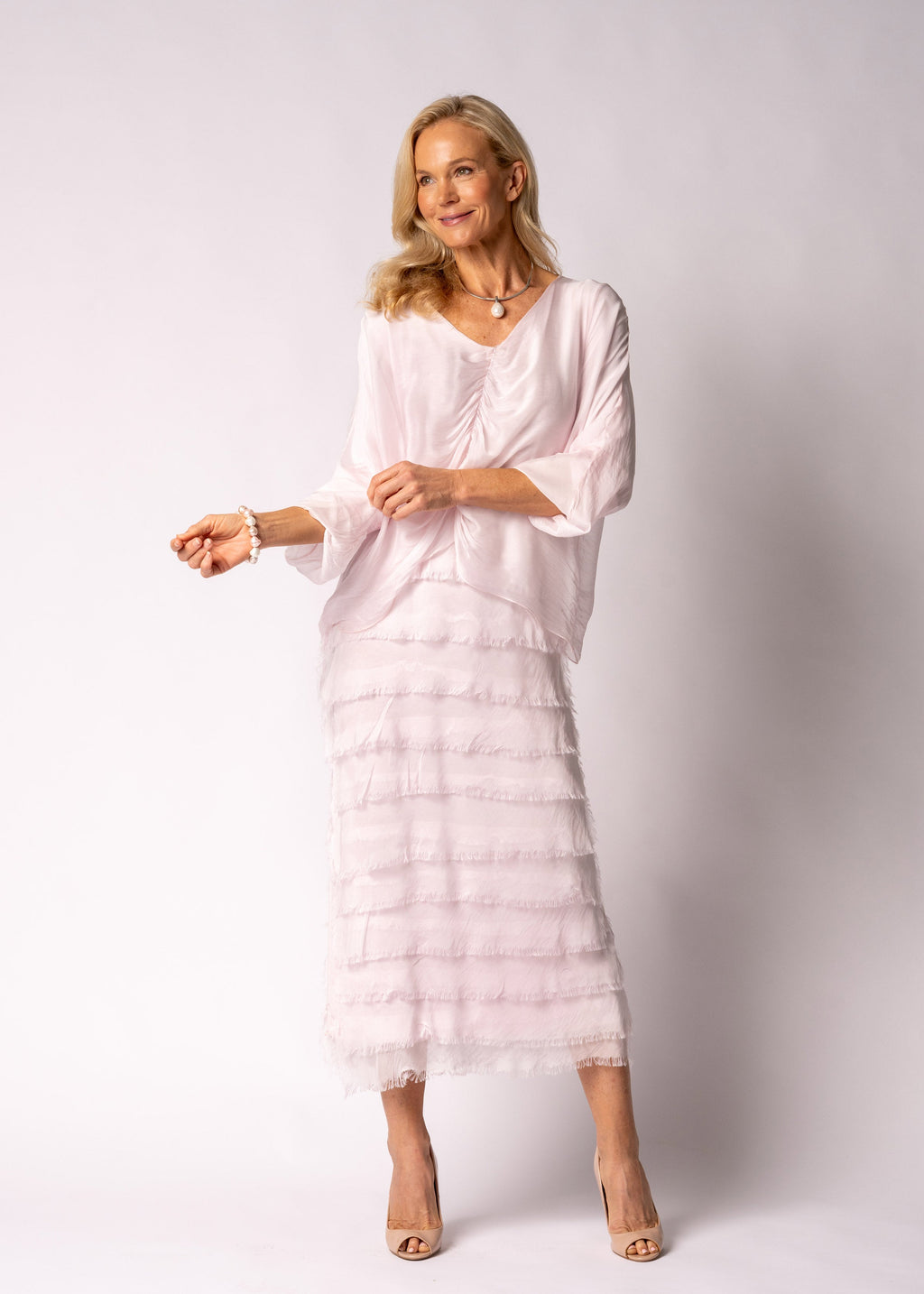 Odette Silk Dress in Modena Pink